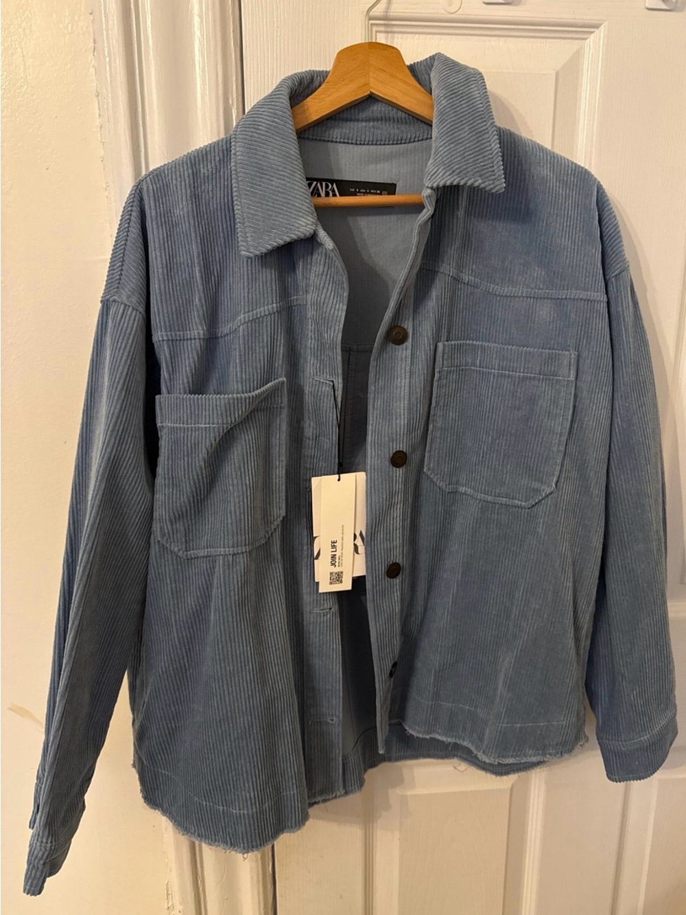Zara Light Blue Corduroy Shirt Jacket